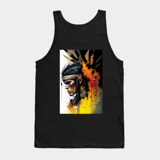 Fierce Native American Warrior Illustration Tank Top